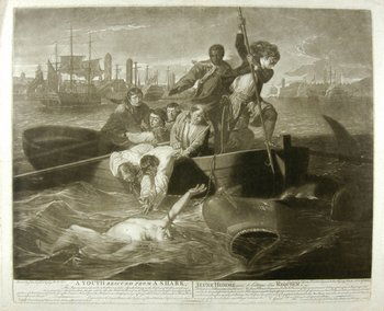 Green (V.) A Youth Rescued from a Shark: Green (Valentine) A Youth Rescued from a Shark,... Engraved from the Original Picture in the Possession of Brook Watson Esqr., mezzotint after John Singleton Copley, 500 x 600mm., title and in