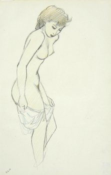 John Buckland-Wright (1897-1954) untitled (girl dr: John Buckland-Wright (1897-1954) untitled (girl undressing), 1950 coloured pencil on paper, dated at lower left 4.12.50, with the estate stamp verso, 14 x 9 in.35.6 x 22.8 cm.,