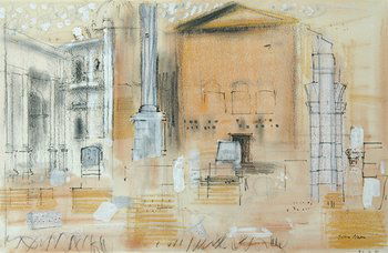 John Piper (1903-1992) the forum, 1961: John Piper (1903-1992) the forum, 1961pen, ink, coloured chalks, watercolour and gouache on paper, signed at lower right, and dated here 22.2.61, titled in another hand at lower right, 14 x 21