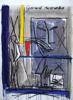 Bruce Mclean (b. 1944) good works, 1988: Bruce McLean (b. 1944) good works, 1988acrylic on paper, titled at upper and lower middle, 54 x 40 in., 137.1 x 101.6 cm. ***Provenance: Anthony d'Offay Gallery, London..