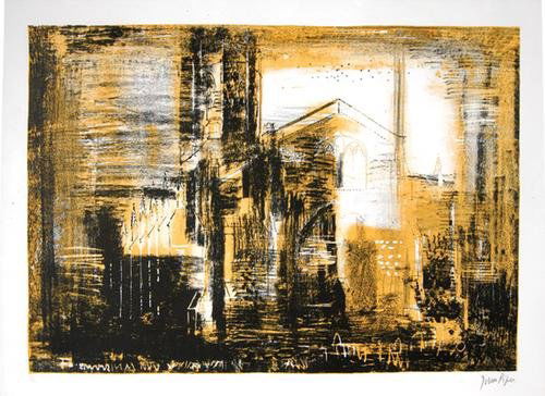 John Piper, leckhampstead berkshire (l.134): John Piper (1903-1992) leckhampstead berkshire: a victorian church, by s.s. teulon (l.134)lithograph printed in colours, 1964, signed in pencil, numbered 6/70, on wove paper, with full margins