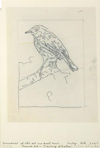 Sir Peter Blake Ra, robin: Sir Peter Blake Ra (b.1932) souvenir of the art car boot fair, robindigital print in colours, 2007, signed in pencil, numbered 24/50, on wove paper, the full sheet in good condition, 295 x 210