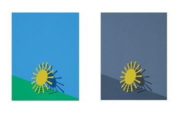 Patrick Hughes (b.1939) my sun's holiday: Patrick Hughes (b.1939) my sun's holiday silkscreen printed in colours, 1980, signed and titled in pencil, numbered 127/150, on wove paper, with full margins, in good condition, 550 x 420mm.</