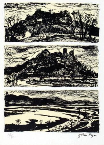 John Piper (1903-1992) Trongar Hill Tryptich I, T: John Piper (1903-1992) grongar hill i-iii (l.37-39)three lithographs, 1982, each signed in black ink, numbered 16/20, on wove paper with full margins, in good condition, various sizes(3)