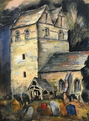Mervyn Peake (1911-1968) cemetary at night, 1936