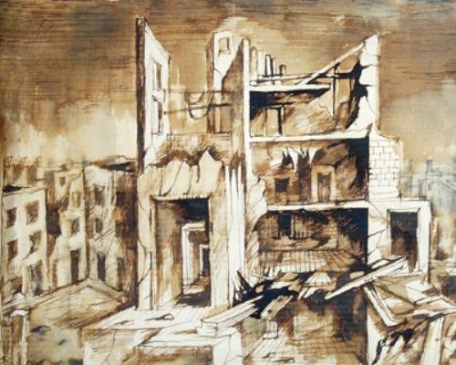John Minton (1917-1957) bomb damaged buildings