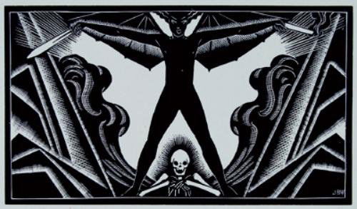 Buckland Wright.14 Wood Engs..Sphinx,1960: Buckland Wright (John) Fourteen Wood Engravings to illustrate "Le Sphinx" by Iwan Gilkin,number 241 of 250 copies, 14 wood-engravings by John Buckland Wright mounted on black paper with window