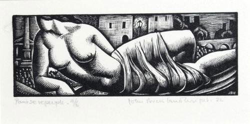 John Buckland-wright (1897-1954) le bateau ivre: John Buckland-wright (1897-1954) deux poèms, arthur rimbaud (cbw.a.8)the very scarce full set of five wood-engravings, 1932, each signed titled and dated in pencil, numbered 4/6, apart from th