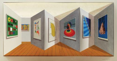 Patrick Hughes (b.1939) retrospective, 2000: Patrick Hughes (b.1939) retrospectivethe handpainted multiple with lithograph printed in colours, 2000, signed in pencil, numbered 12/40, in good condition, 770 x 440mm