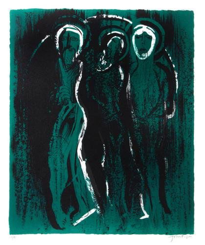 John Piper (1903-1992) the visitation (l.253): John Piper (1903-1992) the visitation (l.253)lithograph printed in colours, 1975, signed in pencil, numbered 28/90, published by Gallery Wolfgang Ketterer, Germany, on Arches paper, with full
