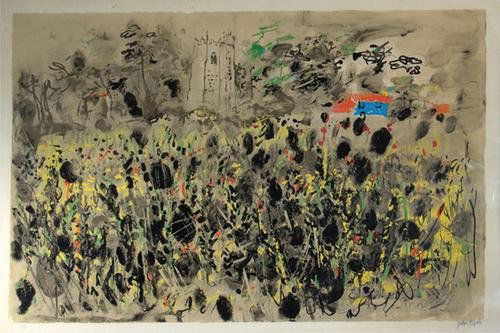 John Piper (1903-1992) horham, suffolk l.247: John Piper (1903-1992) horham, suffolk (l.247)silkscreen printed in colours, 1975, signed in pencil, inscribed A/P an artist's proof aside from the edition of 70, printed by Kelpra Studio, Lon