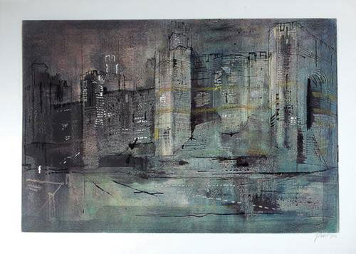 John Piper (1903-1992) caernarvon castle i, l.200: John Piper (1903-1992) caernarvon castle i, (l.200)silkscreen printed in colours, 1971, signed and dated in pencil, inscribed A/P, an artist's proof aside from the edition of 70, printed by Ke