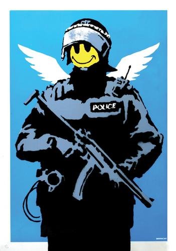 Banksy (b.1975) flying copper