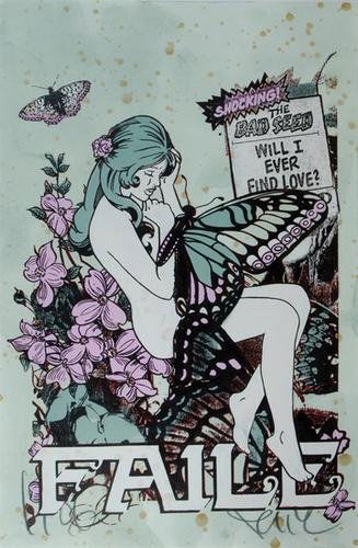 Faile butterfly girl ii: Faile butterfly girl iisilkscreen with extensive handcolouring in white, grey and pink acrylic paint, 2005, signed in pencil, on wove paper, the full sheet, in good, fresh condition, sheet 965
