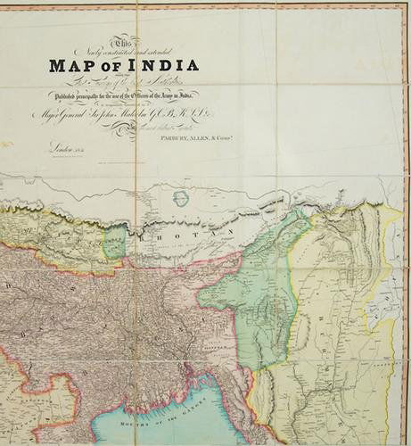 Walker (John) Map of India: Walker (John) Newly constructed and extended Map of India,large map of India engraved by John Walker, in 2 parts, each on 3 sheets joined, dissected and linen backed, each part 810 x 1555mm.,