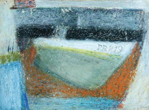 John Crawford (b. 1941) fr219, 1965: John Crawford (b. 1941) fr219, 1965wax crayon and coloured chalks on thin card, signed and dated in pencil verso, 8 x 10 in., 20.3 x 25.4 cm. ***Born near Fraserburgh in Aberdeenshire, C