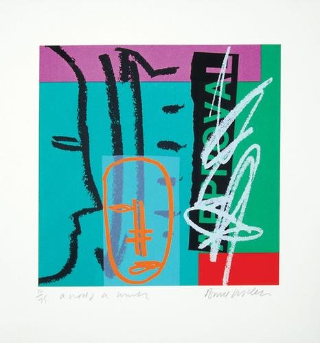 Bruce Mclean (b.1944) a nod & a wink: Bruce Mclean (b.1944) a nod & a winksilkscreen printed in colours, signed and titled in pencil, numbered 16/75, on wove paper, with full margins, in good condition, sheet 1250 x 890mm.