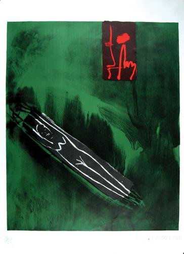 Bruce Mclean (b.1944) she sleeps with a jug: Bruce Mclean (b.1944) she sleeps with a juglithograph printed in colours, 1986, signed in pencil, numbered 4/25, on wove paper, with full margins, in good condition, sheet 1500 x 750mm.