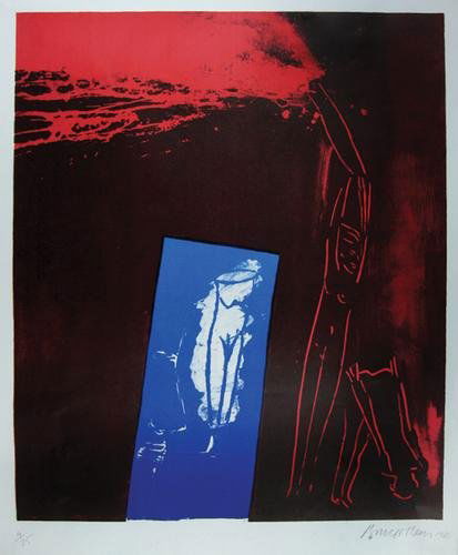 Bruce Mclean (b.1944) blue pipe smoker: Bruce Mclean (b.1944) blue pipe smokerlithograph printed in colours, 1986, signed in pencil, numbered 4/25, on wove paper, with full margins, in good condition, sheet 1500 x 750mm.