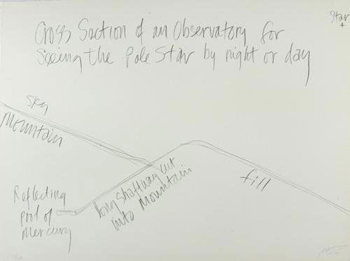 Robert Morris, Cross section: Robert Morris (b. 1931) cross section of an observatory for seeing the pole star by night or daylithograph, 1971, signed and dated in pencil, numbered 88/150, on wove paper, with full margins,