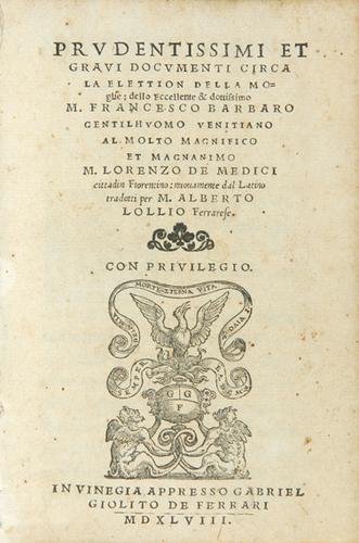 Barbaro Elettion della Moglie 1548