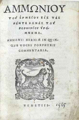 Ammonius (Hermeas) In quinque voces Porphyrii + 2