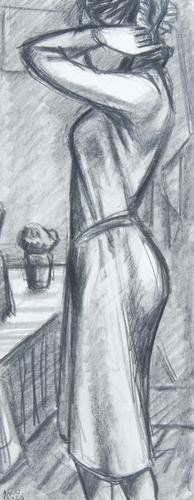 John Buckland-Wright (1897-1954) girl dressing: John Buckland-Wright (1897-1954) girl dressingpencil on paper, signed with the initials JBW and numbered 23269 at lower left, 9 x 3? in., 22.8 x 8.9 cm. ***Provenance: Collection of the