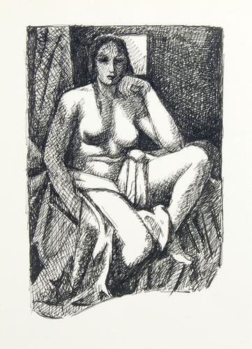 John Buckland-Wright (1897-1954) model sitting: John Buckland-Wright (1897-1954) model sittingpen and ink on paper, with the rubber stamp of the artist verso, 10_ x 8 in., 27.3 x 20.3 cm. ***Provenance: Collection of the Artist. Thenc