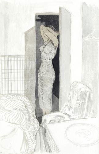 John Buckland-Wright (1897-1954) leaving for the n: John Buckland-Wright (1897-1954) leaving for the nightpen, ink and watercolour over pencil on paper, with the artist's rubber stamp verso, 11? x 9 in., 29.2 x 22.8 cm. ***Provenance: Col