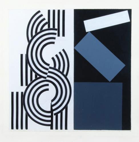 Paul Huxley (b.1938) XIX 16, 1997-1998: Paul Huxley (b.1938) XIX 16, 1997-1998acrylic and collage on paper, 19 x 19 in., 48 x 48 cm. ***Provenance: Private Collection, UK. Jason & Rhodes Gallery, London. A study relating to t