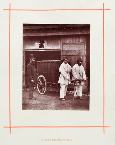 John Thomson (1837-1921) the wall worker, street l: John Thomson (1837-1921) the wall worker, street life in london, 1877-1878Four woodburytype prints, mounted on original album pages taken from Street Life in London, including 'Mush Fakers and