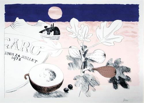 Mary Fedden (b.1915) figs: Mary Fedden (b.1915) figslithograph printed in colours, 1972, signed in pencil, aside from the edition of 75, on wove paper, with full margins, in good condition, apart from minor discolourati