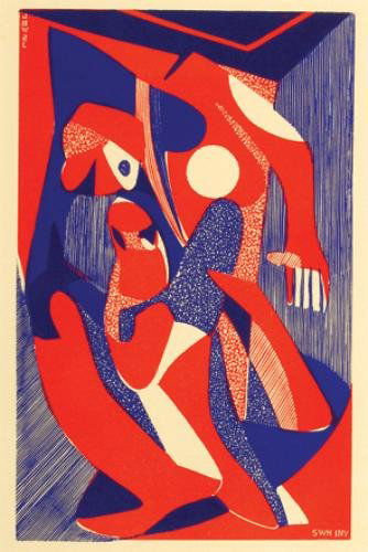 After Stanley William HayterbyBuckland-Wright: Stanley William Hayter, After (1901-1988) by John Buckland-Wright figurewoodcut printed in colours, 1940, as included in the London Bulletin, on wove paper, with full margins, in good conditio