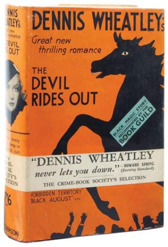 Wheatley (Dennis) The Devil Rides Out, signed: Wheatley (Dennis) The Devil Rides Out,first edition, first impression, inscribed by the author on title, publisher's advertisements and letter at end, with adverts for Spring 1935, map endpape