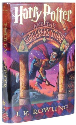 Rowling (J.K.) Harry Potter Sorcerer's Stone: Rowling (J.K.) Harry Potter and the Sorcerer's Stone,first American edition, first impression, first issue, signed by the author on verso of half-title, illustrations by Mary GrandPr‚, ownersh