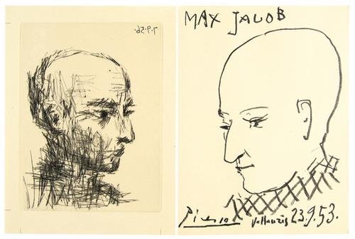 Jacob/Picasso.Chronique..Temps H‚ro‹ques,1/30: Picasso (Pablo).- Jacob (Max) Chronique des Temps H‚ro‹ques,2 vol., number 10 of 30 copies on verg‚ de Montval signed by the artist and with an additional suite of plates on japon, from an edi
