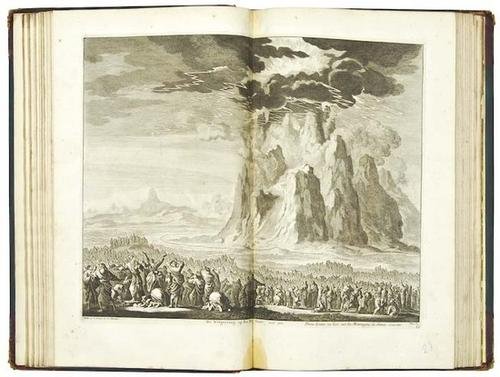 Luyken (Jan) Icones Biblicæ...: Bible, Latin.- Luyken (Jan) Icones Biblicæ Veteris et N.Testamenti,double-page engraved title, 62 double-page engraved plates only (of 63, lacking plate 42), 7 double-page maps, later half mor