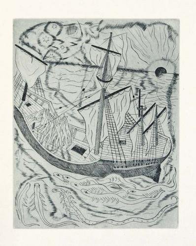 Jones/Coleridge.Rime..Ancient Mariner,1929: Jones (David).- Coleridge (Samuel Taylor) The Rime of the Ancient Mariner,number 371 of 400 copies from an edition of 470, etched head- & tail-pieces and 8 plates by David Jones, modern blue m