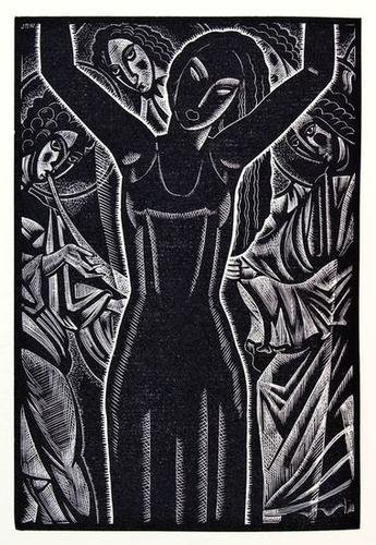Poe.Masque..Red Death,1/175,ill.JBWright,1932: Poe (Edgar Allan) The Masque of the Red Death and other tales,number 19 of 175 copies on hand-made paper, from an edition limited to 206, printed in red and black, full-page wood-engraved illu