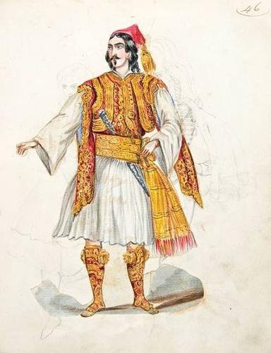 Historical and Fancy Costumes: Costumes.- Historical and Fancy Costumes,album of 55 courtly and military costume designs, mostly European, a few Middle Eastern, with contemporary manuscript title and index leaf, 47 original