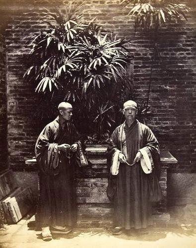 John Thomson (1837-1921) buddhist priest, canton,: John Thomson (1837-1921) buddhist priest, canton, c.1868Albumen print, printed c.1868, flush mounted on modern board, 28x22cm (11x9in.).
