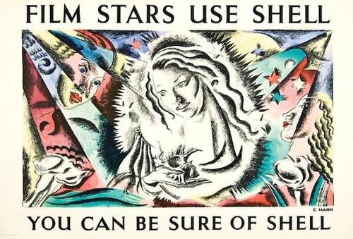 MANN, Cathleen, Film Stars Use Shell: MANN, Cathleen (1896-1959) Film Stars Use Shell lithograph in colours, 1938, condition A-, printed by the Baynard Press, backed on linen. 30 x 44 in (76 x 112 cm). literature: The Shell poste