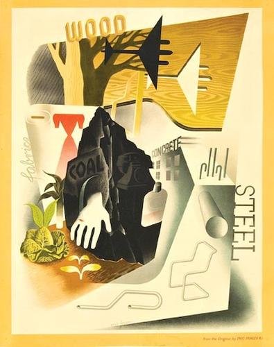FRASER, Eric, (1902-1983) Steel: FRASER, Eric (1902-1983) Steel lithograph in colours, c.1950, condition B+. 24 1/2 x 19 1/2 in (62 x 50 cm).