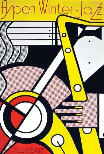 LICHTENSTEIN, Roy, Aspen Winter, Jazz: LICHTENSTEIN, Roy (1923-1997) Aspen Winter, Jazz silkscreen printed in colours, 1967, condition B+. 40 x 25 in (101 x 66 cm). literature: C, 44.