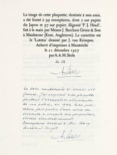 Rilke.Six Lettres à A.A.M.Stols,s'gd Stols,1943
