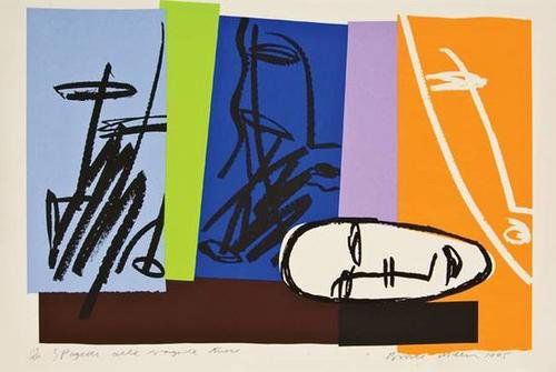 Bruce Mclean spaghetti alle vongole: Bruce Mclean (b.1944) spaghetti alle vongole twicesilkscreen printed in colours, 1995, signed, titled and dated in pencil, numbered 119/500, on wove paper, with full margins, in good condition