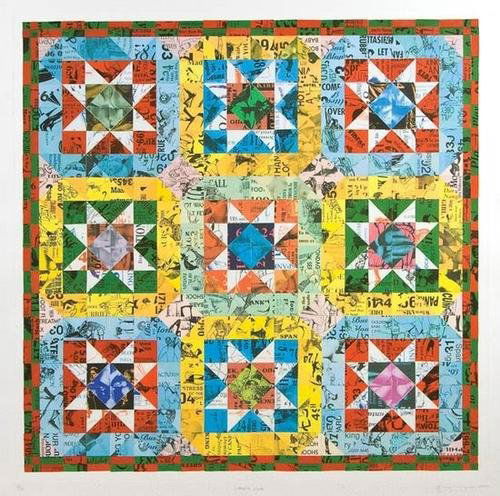 Tom Phillips (b.1937) womans work: Tom Phillips (b.1937) womans worksilkscreen printed in colours, 1997, signed and dated in pencil, numbered 37/75, on wove paper, with full margins, in good condition, sheet 770 x 750mm.