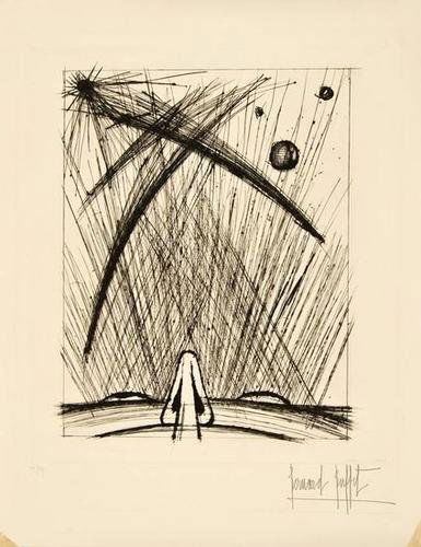 Bernard Buffet (1928-1999) visage (s.17): Bernard Buffet (1928-1999) visagedrypoint, 1958, signed in pencil, numbered 19/37, as included in the portfolio Voyages Fantastiques, on wove paper, with full margins, in good condition apart