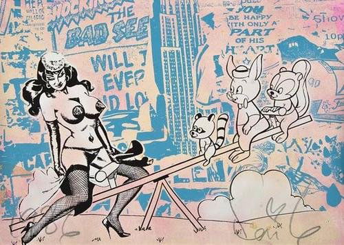Faile the bad seed iii: Faile the bad seed iiiscreen print with extensive handcolouring in acrylic paint, 2007, signed and inscribed 1986 in pencil, numbered 9/10, on wove paper, the full sheet printed to the edges,