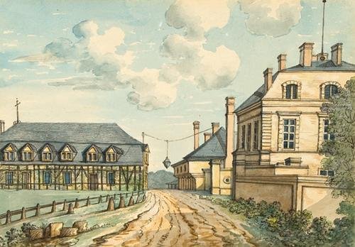 Ireland (Samuel) Chateau de Barry, Louveciennes: Ireland (Samuel) Chateau du Barry, Louveciennes,watercolour over pencil, 155 x 225mm., tipped onto mount, signed and inscribed below on mount, Chateau de Mad. du Barry à Lufienne, proche à Mar